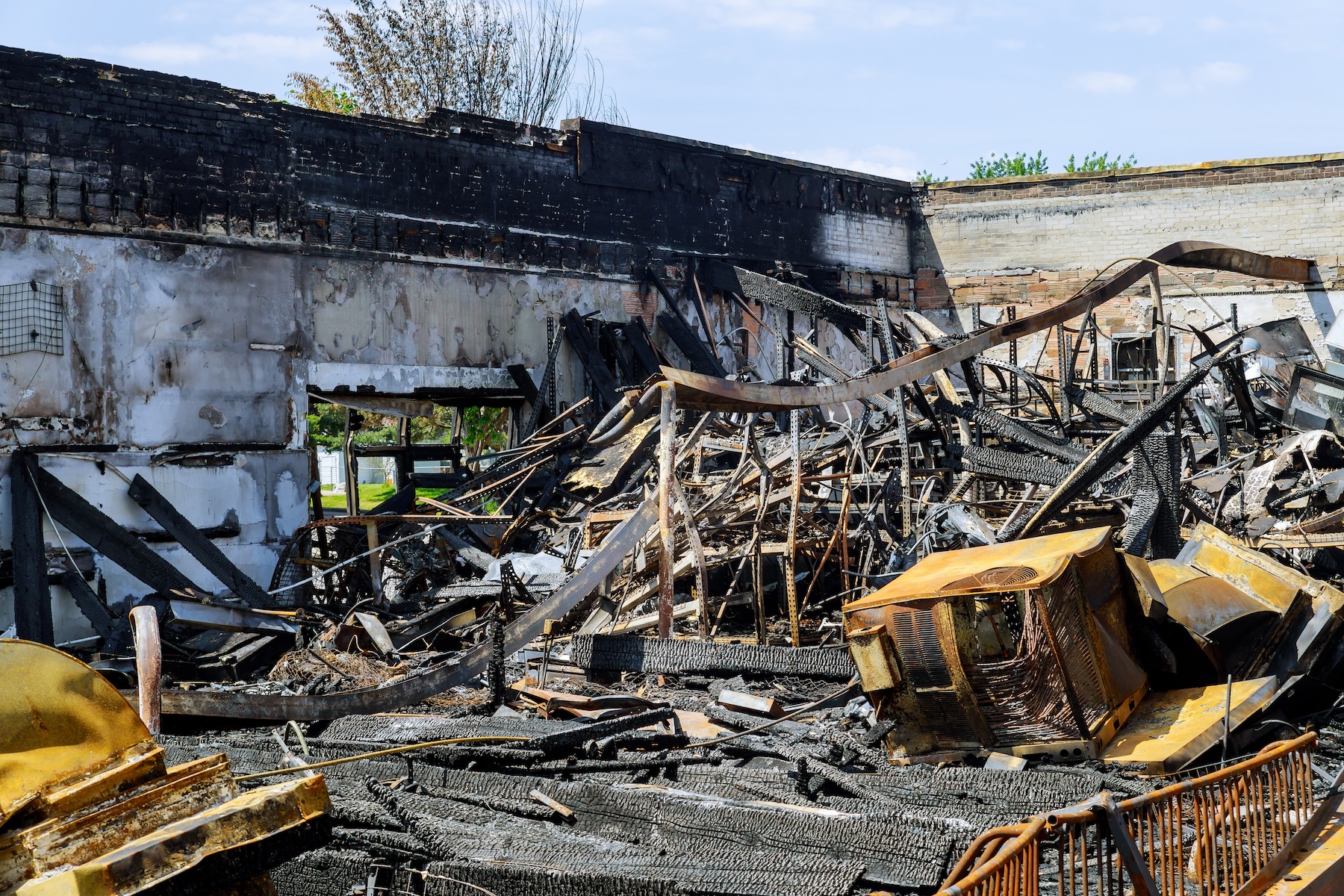 Commercial fire damage to interior walls and ceiling in Louisville